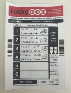 Lucky 15 Betting Slips 4 William Hill EW Lucky 15 Betting Slip