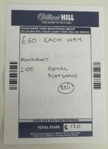 William Hill Each Way Single Betting Slip